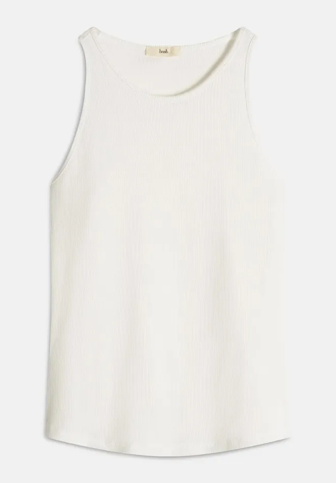 Hush Tops and Tshirts Women Ribbed Scooped Vest White Hush Tops and Tshirts Women Ribbed Scooped Vest White