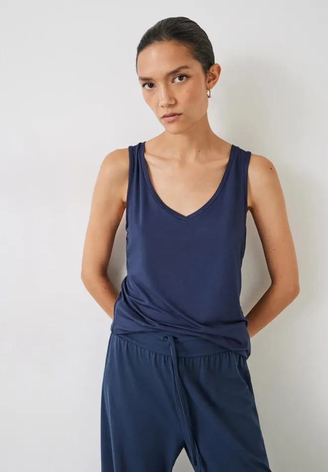 Hush Tops and Tshirts Women Sally VNeck Jersey Vest Top Midnight Navy
