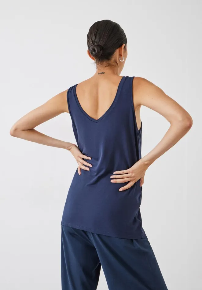 Hush Tops and Tshirts Women Sally VNeck Jersey Vest Top Midnight Navy Hush Tops and Tshirts Women Sally VNeck Jersey Vest Top Midnight Navy
