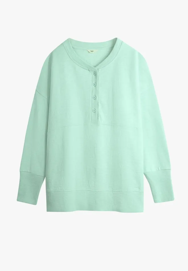 Hush Tops and Tshirts Women Sawyer Henley Sweatshirt Pastel Green Hush Tops and Tshirts Women Sawyer Henley Sweatshirt Pastel Green