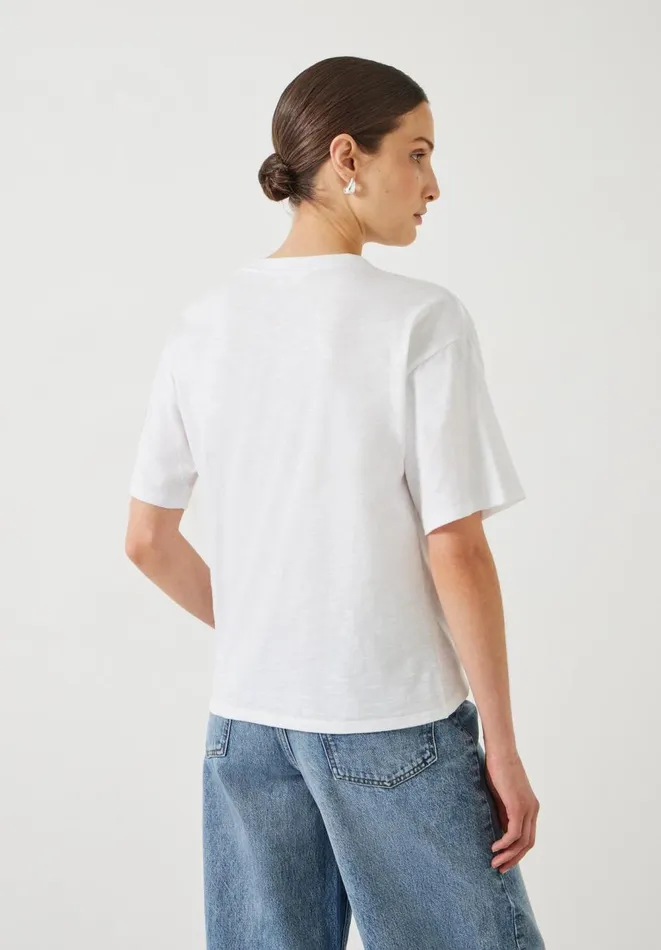 Hush Tops and Tshirts Women Tamsen Relaxed Tuck Detail Slub TShirt White