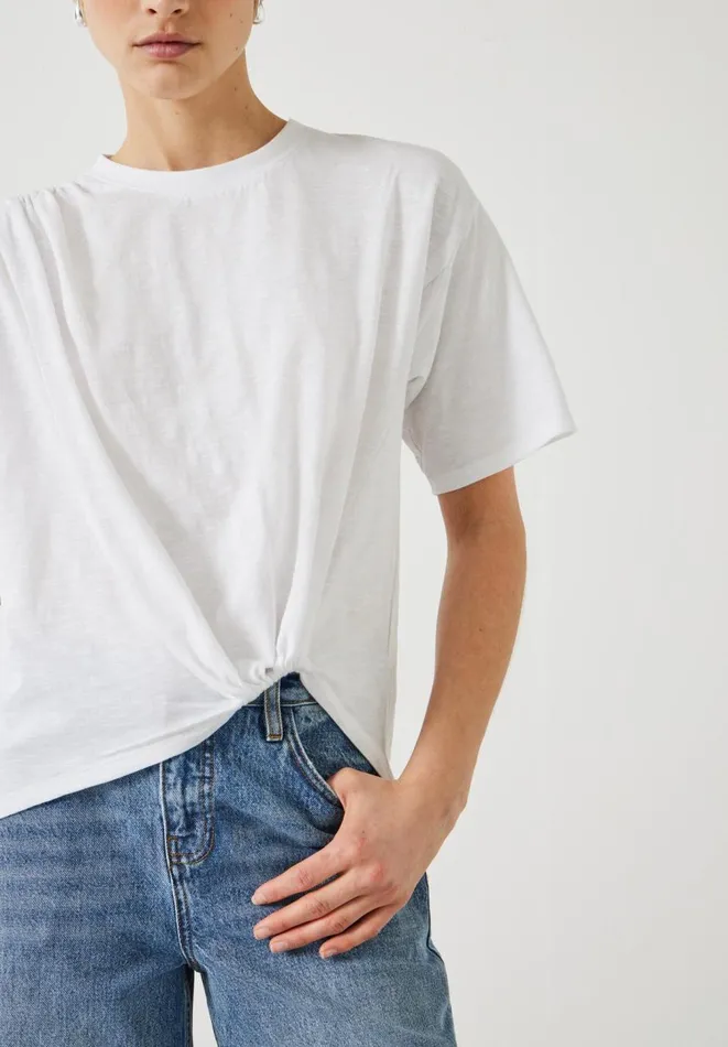 Hush Tops and Tshirts Women Tamsen Relaxed Tuck Detail Slub TShirt White