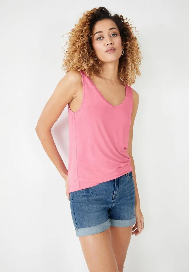 Hush Tops and Tshirts Women VNeck Jersey Vest Top Summer Pink
