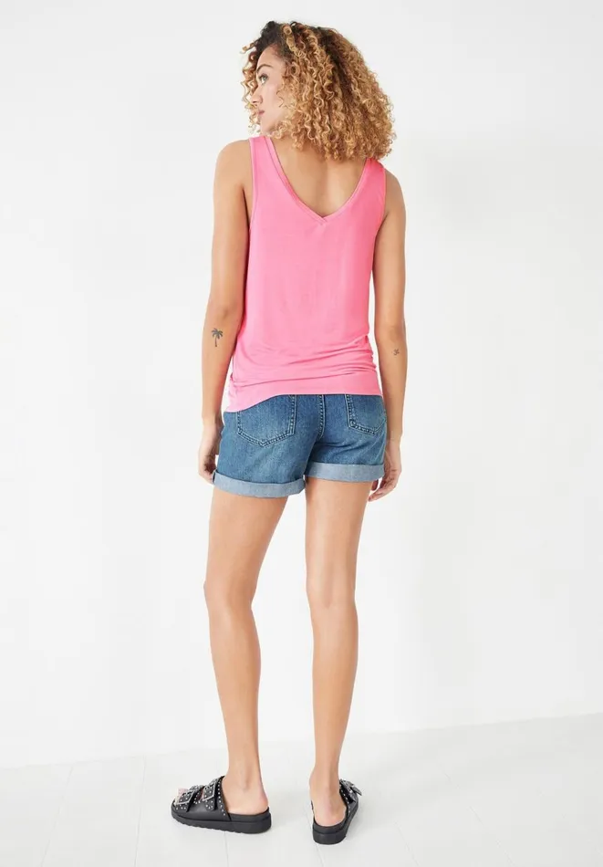 Hush Tops and Tshirts Women VNeck Jersey Vest Top Summer Pink