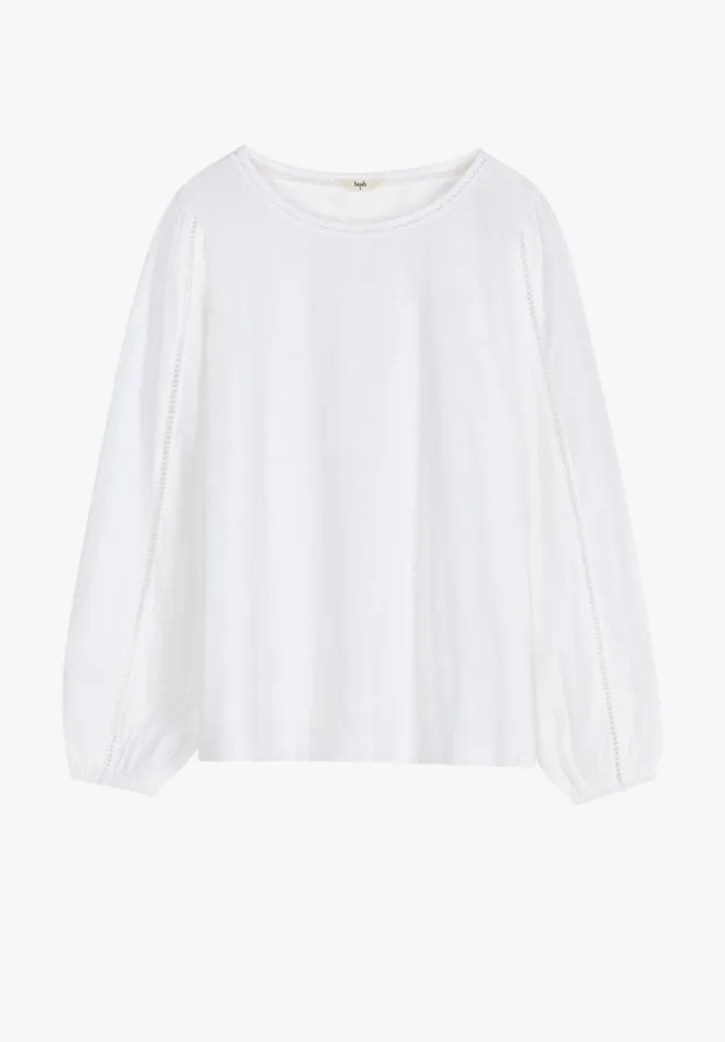 Hush Tops and Tshirts Women Violet Ladder Blouson Jersey Top White