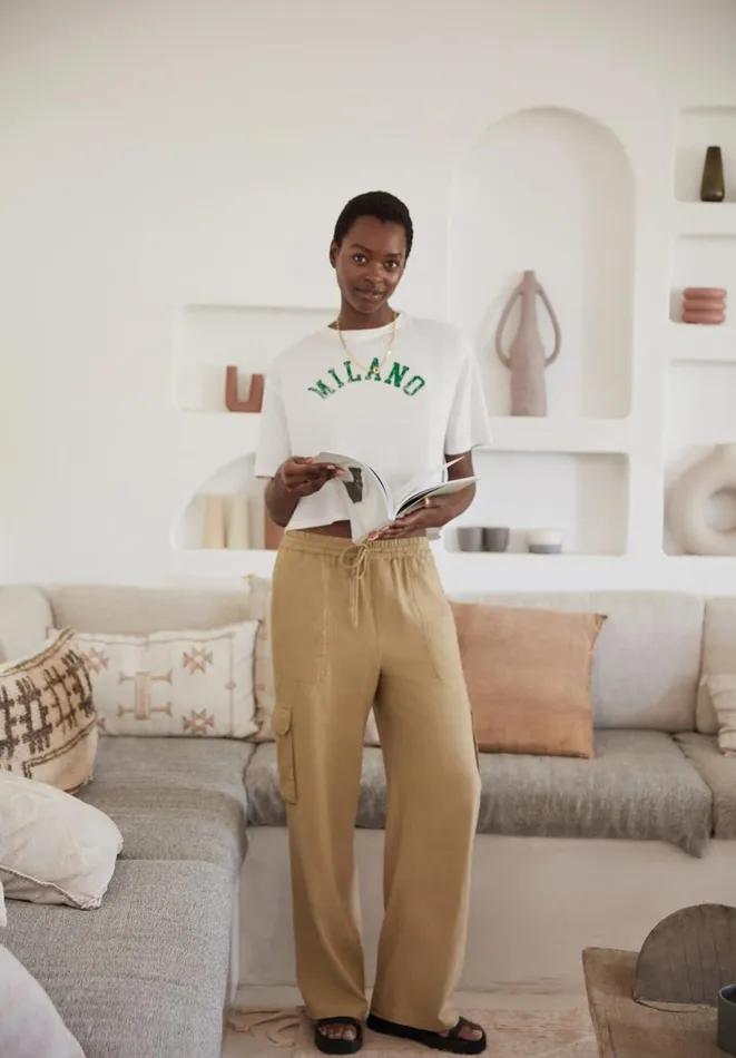 Hush Trousers Women Caro Linen Cargo Trousers Light Brown