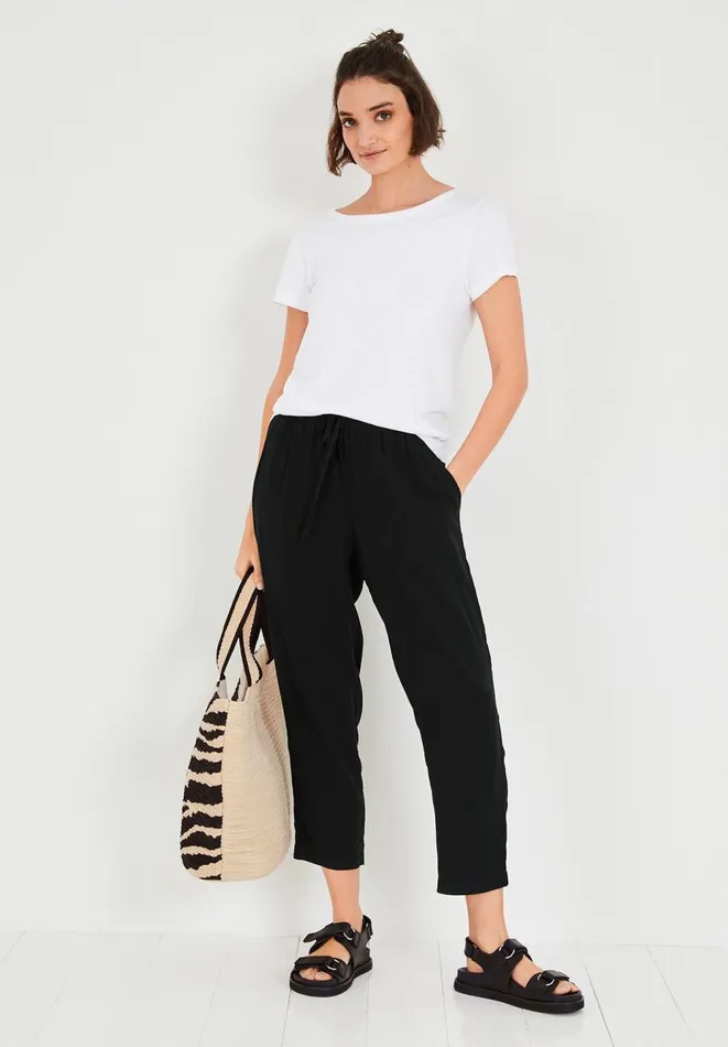 Hush Trousers Women Cropped Easy Trousers Black