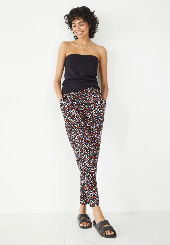 Hush Trousers Women Cropped Easy Trousers Soft Leopard Blackmulti