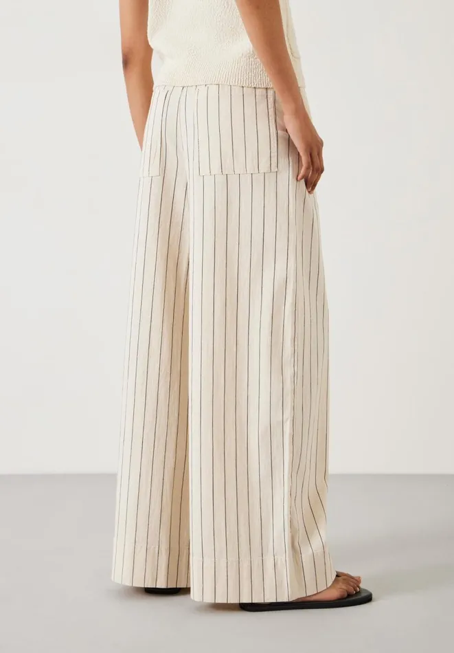 Hush Trousers Women Elissia Striped Cotton Wide Leg Trousers Whiteblack Hush Trousers Women Elissia Striped Cotton Wide Leg Trousers Whiteblack