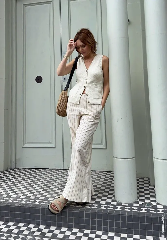 Hush Trousers Women Elissia Striped Cotton Wide Leg Trousers Whiteblack Hush Trousers Women Elissia Striped Cotton Wide Leg Trousers Whiteblack