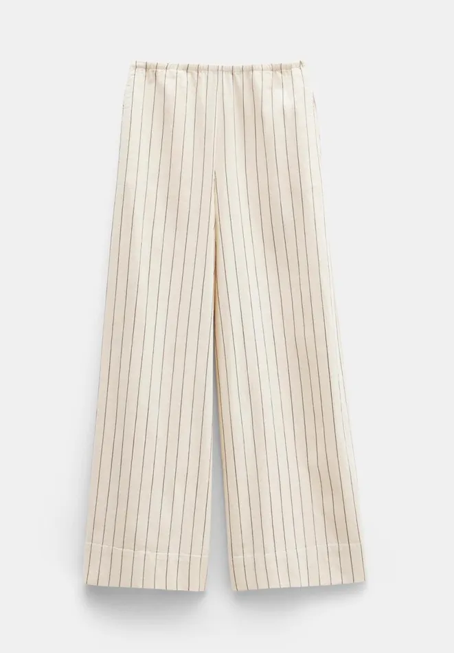Hush Trousers Women Elissia Striped Cotton Wide Leg Trousers Whiteblack Hush Trousers Women Elissia Striped Cotton Wide Leg Trousers Whiteblack