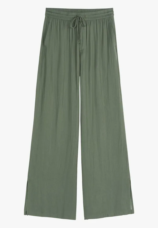 Hush Trousers Women Wide Leg Satin Trousers Khaki Hush Trousers Women Wide Leg Satin Trousers Khaki