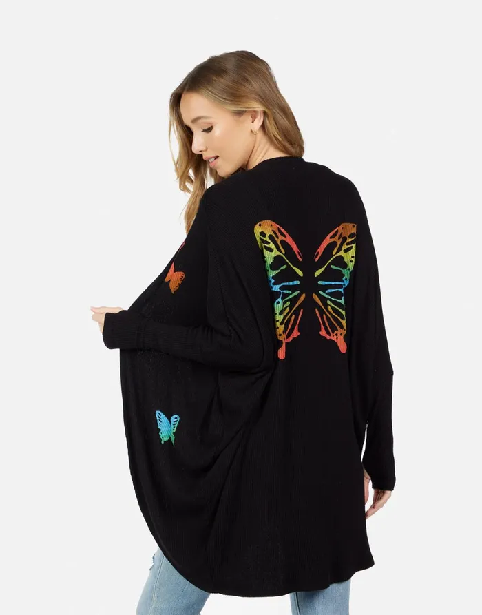 Irina Rainbow Butterflies Black Women039s Lauren Moshi Sweaters and Knits