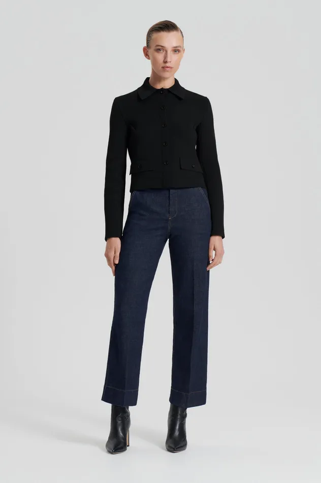 Jackets Scanlan Theodore Women CREPE KNIT BUTTON JACKET BLACK