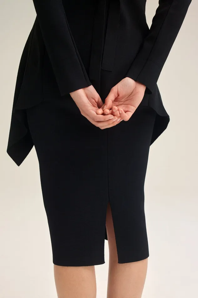 Jackets Scanlan Theodore Women CREPE KNIT DRAPE FRONT JACKET BLACK Jackets Scanlan Theodore Women CREPE KNIT DRAPE FRONT JACKET BLACK