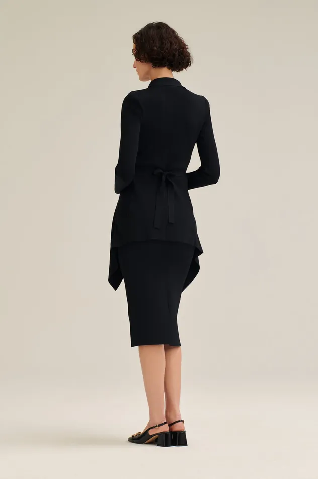 Jackets Scanlan Theodore Women CREPE KNIT DRAPE FRONT JACKET BLACK Jackets Scanlan Theodore Women CREPE KNIT DRAPE FRONT JACKET BLACK