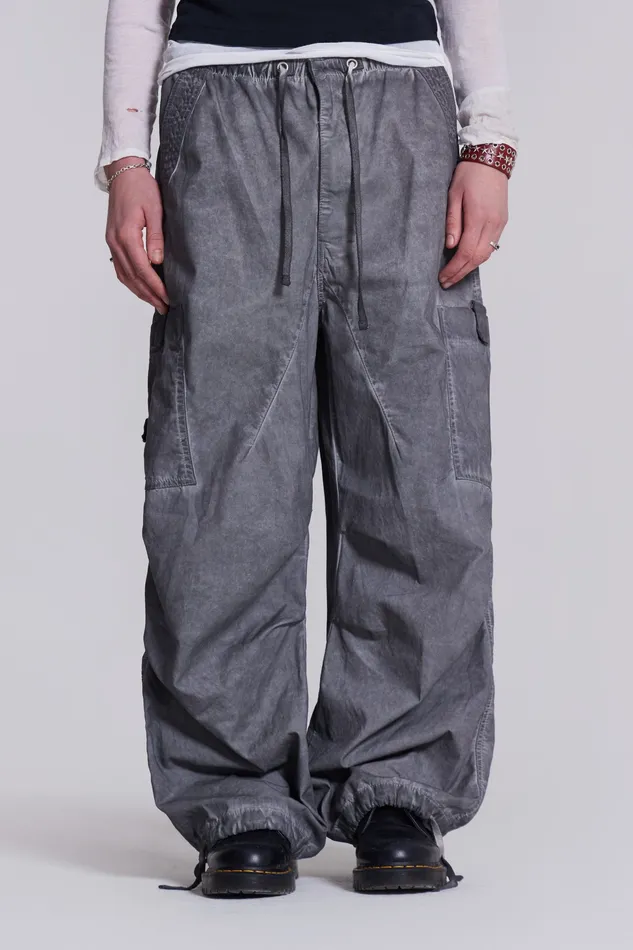 Jaded London Bestsellers Men Shop Black Oil Wash Parachute Pants