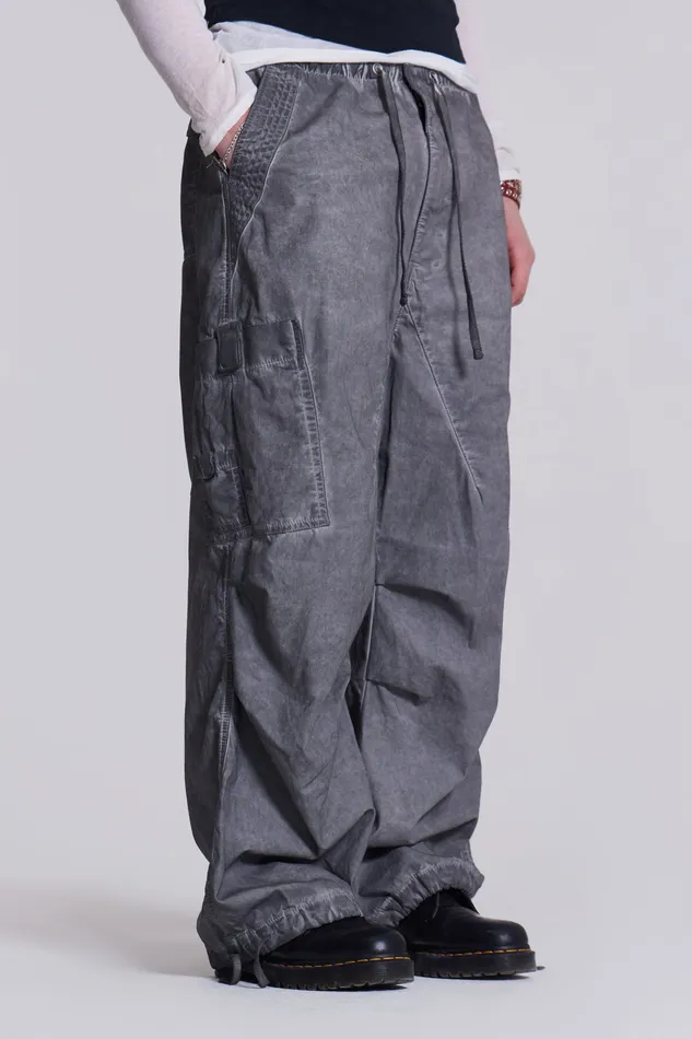 Jaded London Bestsellers Men Shop Black Oil Wash Parachute Pants