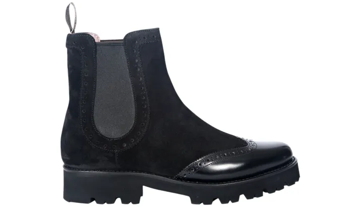 Jessie 8211 Black Suede Black Polish Wing Women Barker Shoes Womens Boots