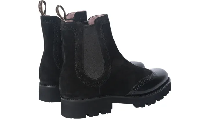 Jessie 8211 Black Suede Black Polish Wing Women Barker Shoes Womens Boots