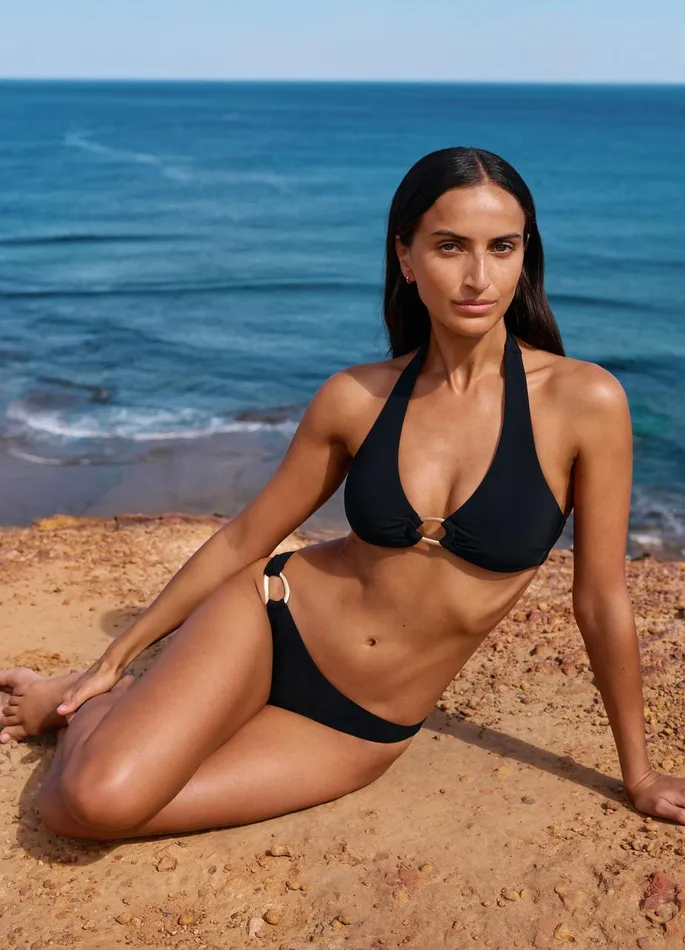Jetset Lien Triangle Bikini Top Black Women JETS Australia Tri Bikini Tops