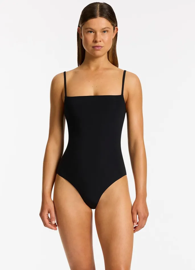 Jetset Minimal Tank One Piece Black Women JETS Australia Tank One Piece