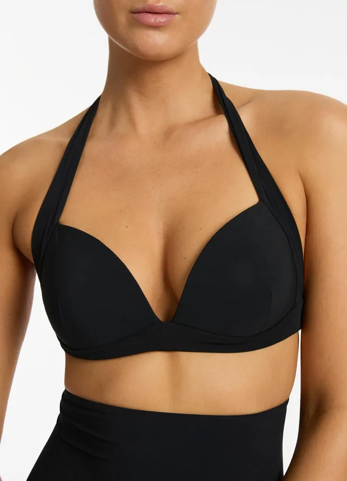 Jetset Moulded Halter Bikini Top Black Women JETS Australia Halter Bikini Tops