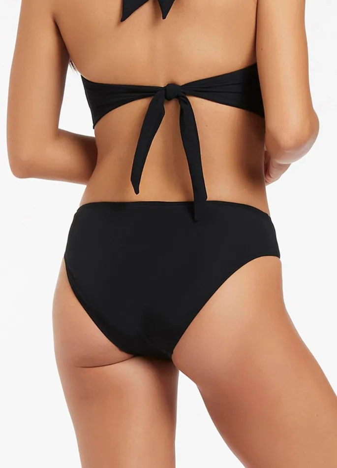 Jetset U Trim Mid Pant Black Women JETS Australia Mid Rise Bikini Bottoms