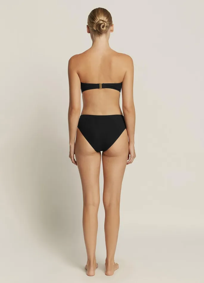 Jetset U Trim Mid Pant Black Women JETS Australia Mid Rise Bikini Bottoms