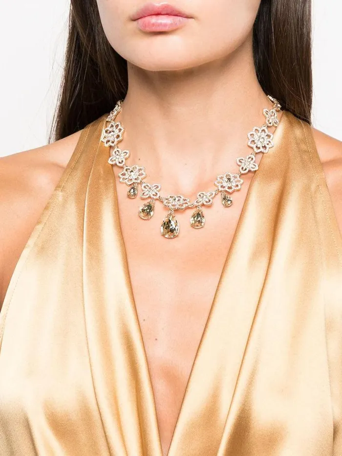 Jewelry Marchesa Necklaces Lace Collar Necklace Gold