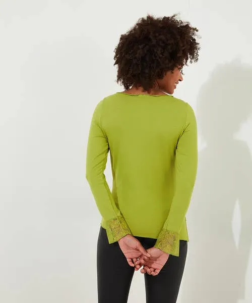 Joebrowns Josie Lace Trim Top BlackGreen Apparel Tops Tunics and Blouses