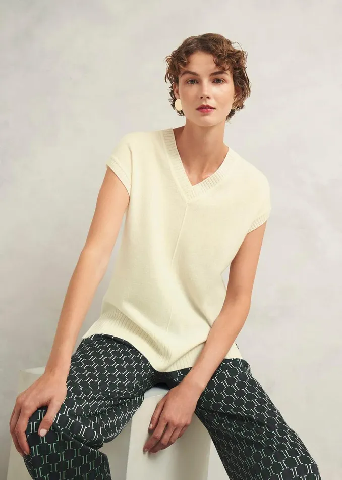 Jumpers and Cardigans Women HOBBS Brooksfirth Wool Cashmere Knitted Vest Warm Ivory