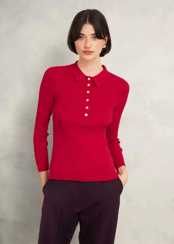 Jumpers and Cardigans Women HOBBS Fara Knitted Shirt Rowan Red