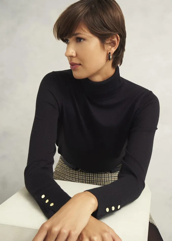 Jumpers and Cardigans Women HOBBS Lara Merino Wool Roll Neck Jumper Black