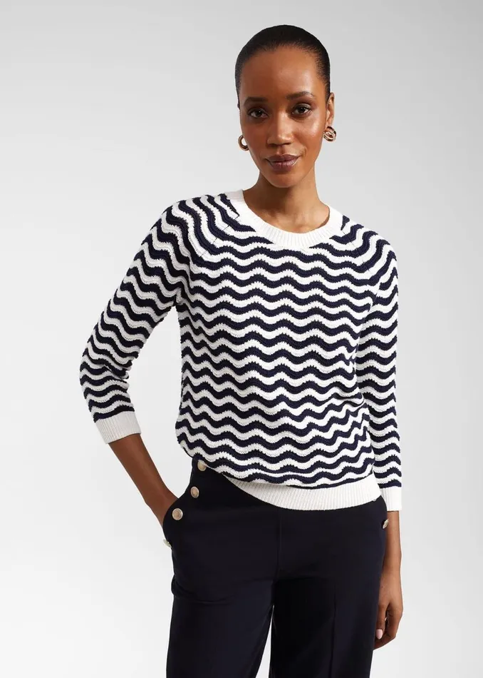 Jumpers and Cardigans Women HOBBS Lulu Cotton Jumper Navy Ivory