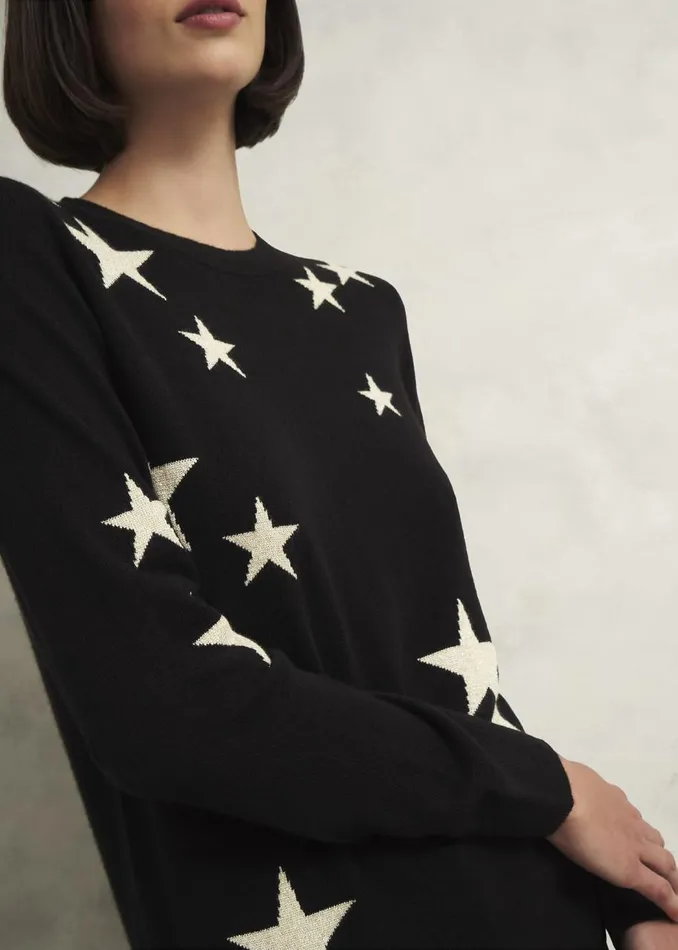 Jumpers and Cardigans Women HOBBS Samira Star Jumper With Cashemre Black Ivory