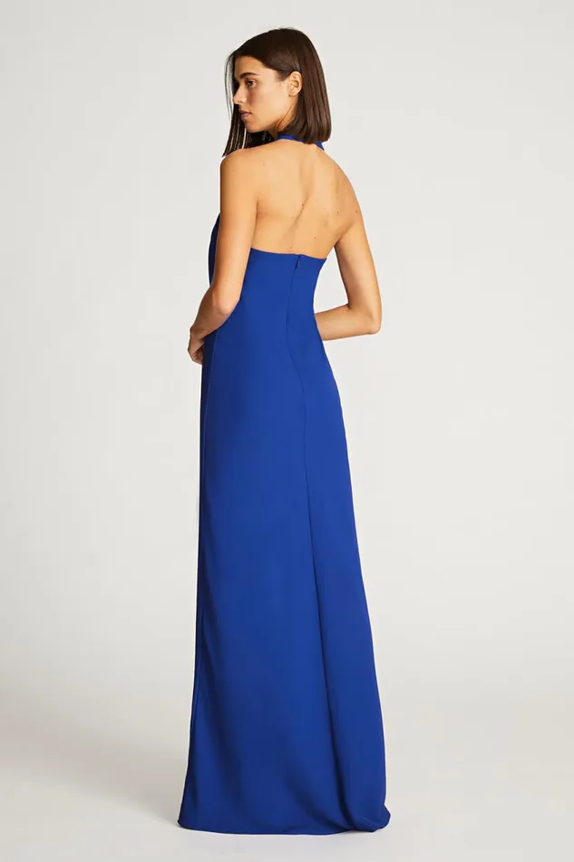 Jumpsuits Women Halston Selah Jumpsuit In Fluid Crepe Prussian Blue