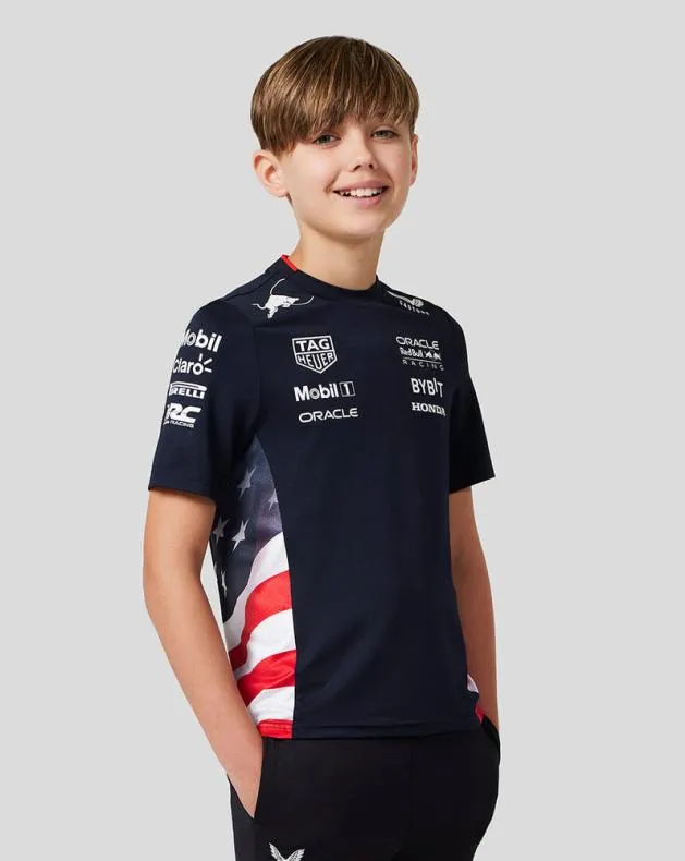Junior Castore Junior Oracle Red Bull Racing Official Teamline America Race Team TShirt 8211 Night Sky