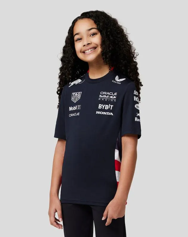 Junior Castore Junior Oracle Red Bull Racing Official Teamline America Race Team TShirt 8211 Night Sky