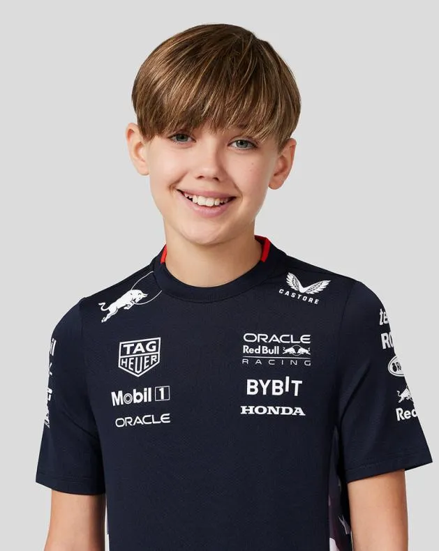 Junior Castore Junior Oracle Red Bull Racing Official Teamline America Race Team TShirt 8211 Night Sky
