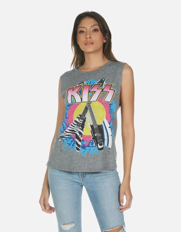 Kel KISS Animalize Heather Grey Women039s Lauren Moshi Tanks