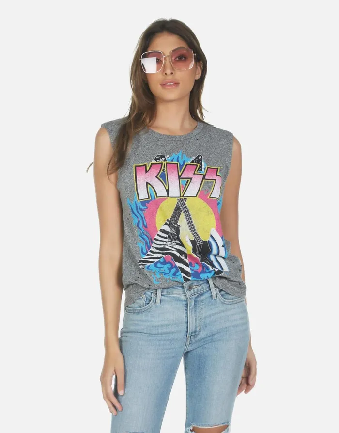 Kel KISS Animalize Heather Grey Women039s Lauren Moshi Tanks