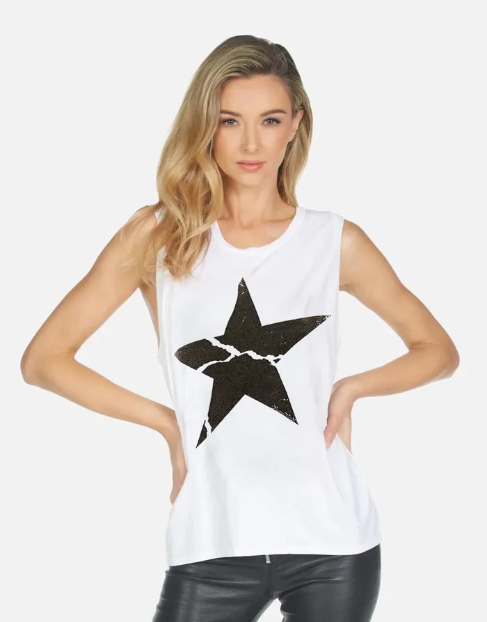 Kel X Cracked Star White Women039s Lauren Moshi Short Sleeve