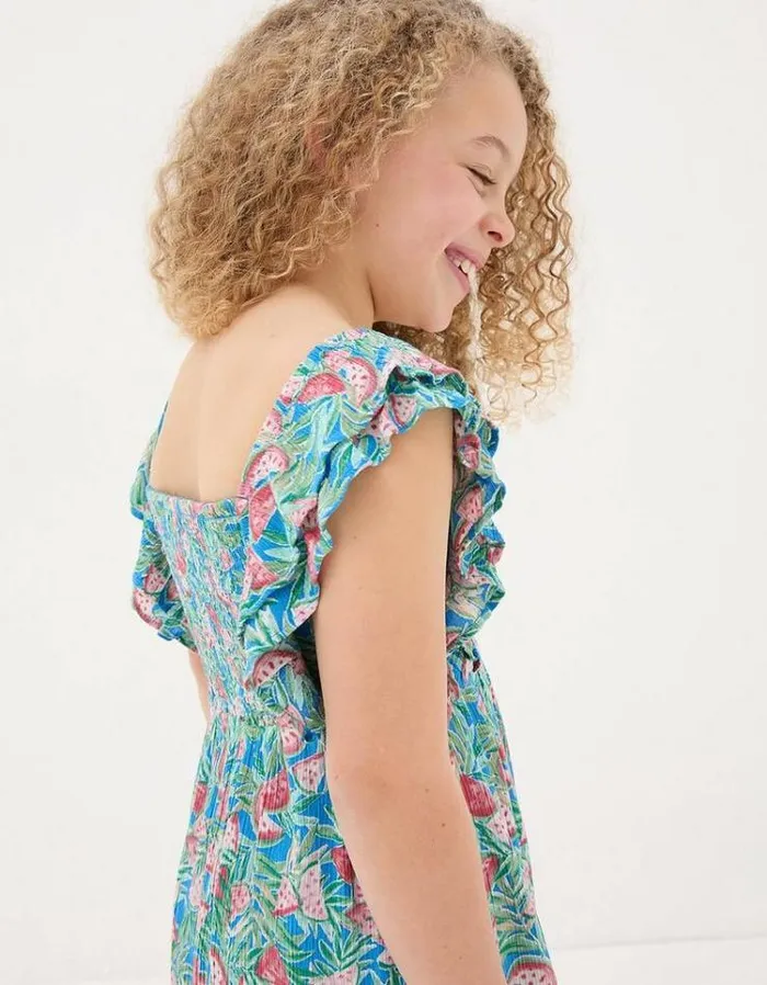 Kids FatFace Dresses and Skirts Watermelon Frill Dress Cobalt Blue