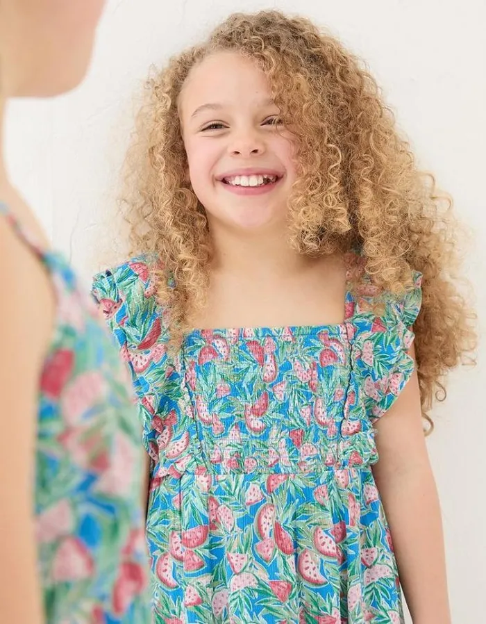 Kids FatFace Dresses and Skirts Watermelon Frill Dress Cobalt Blue