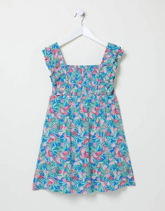 Kids FatFace Dresses and Skirts Watermelon Frill Dress Cobalt Blue