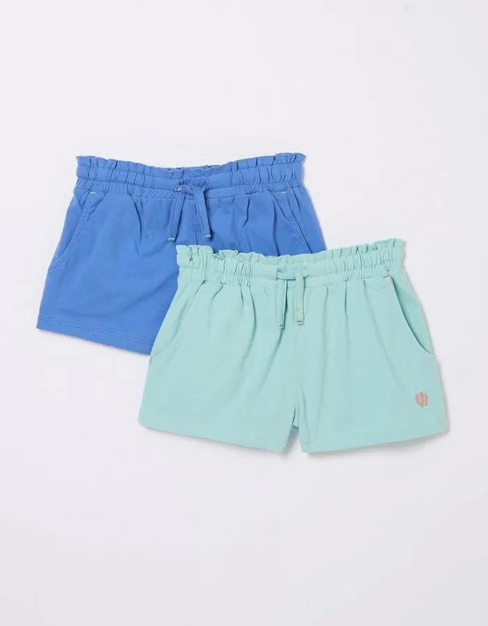 Kids FatFace Multipacks Two Pack Jersey Shorts Ice Blue