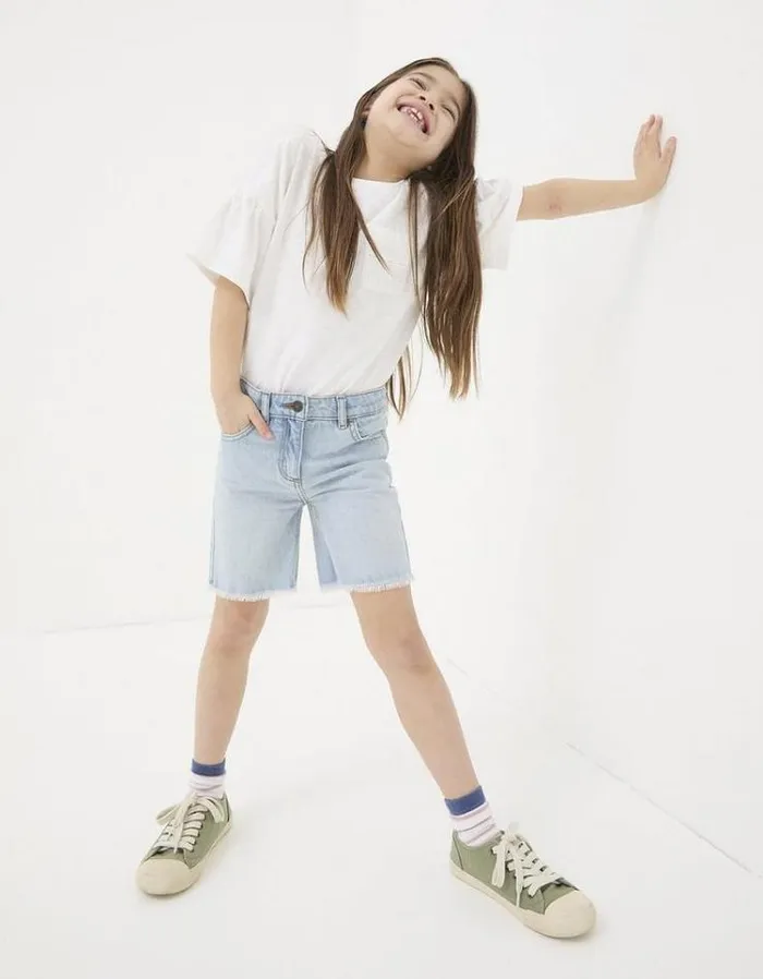 Kids FatFace Shorts Denim Bermuda Shorts Light Denim Blue