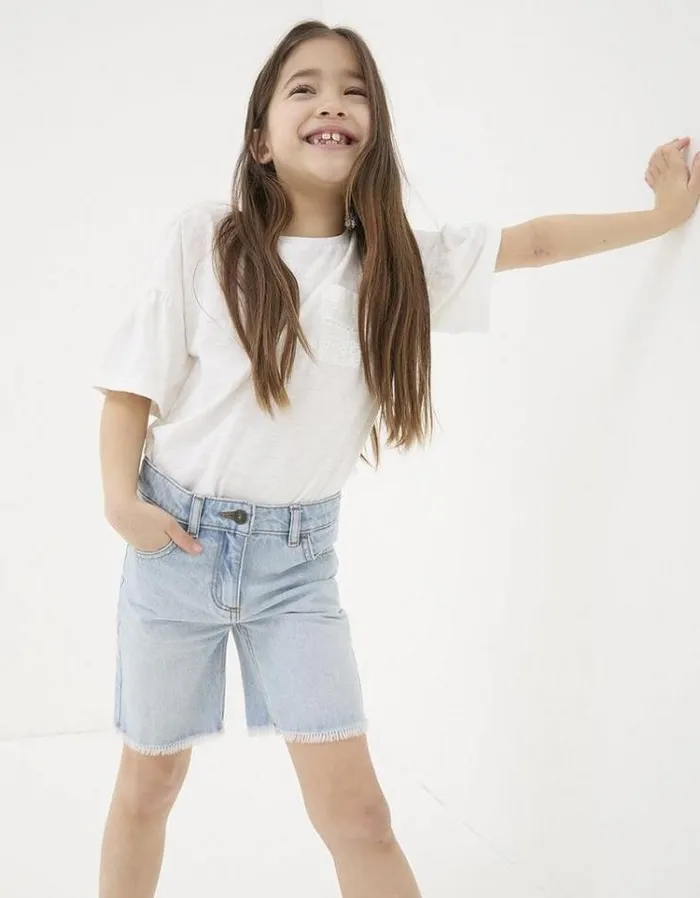 Kids FatFace Shorts Denim Bermuda Shorts Light Denim Blue
