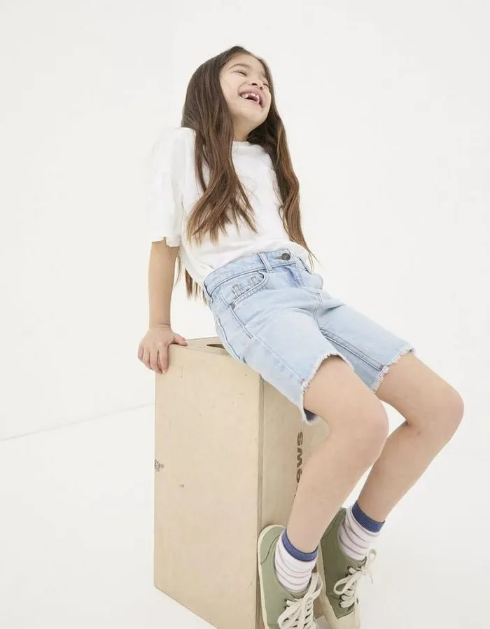 Kids FatFace Shorts Denim Bermuda Shorts Light Denim Blue